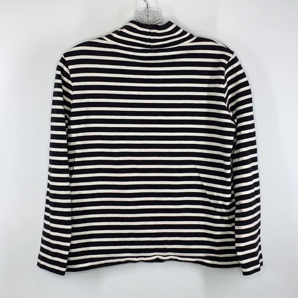 J Crew Black and White Sailor Funnel Neck Shirt XXS